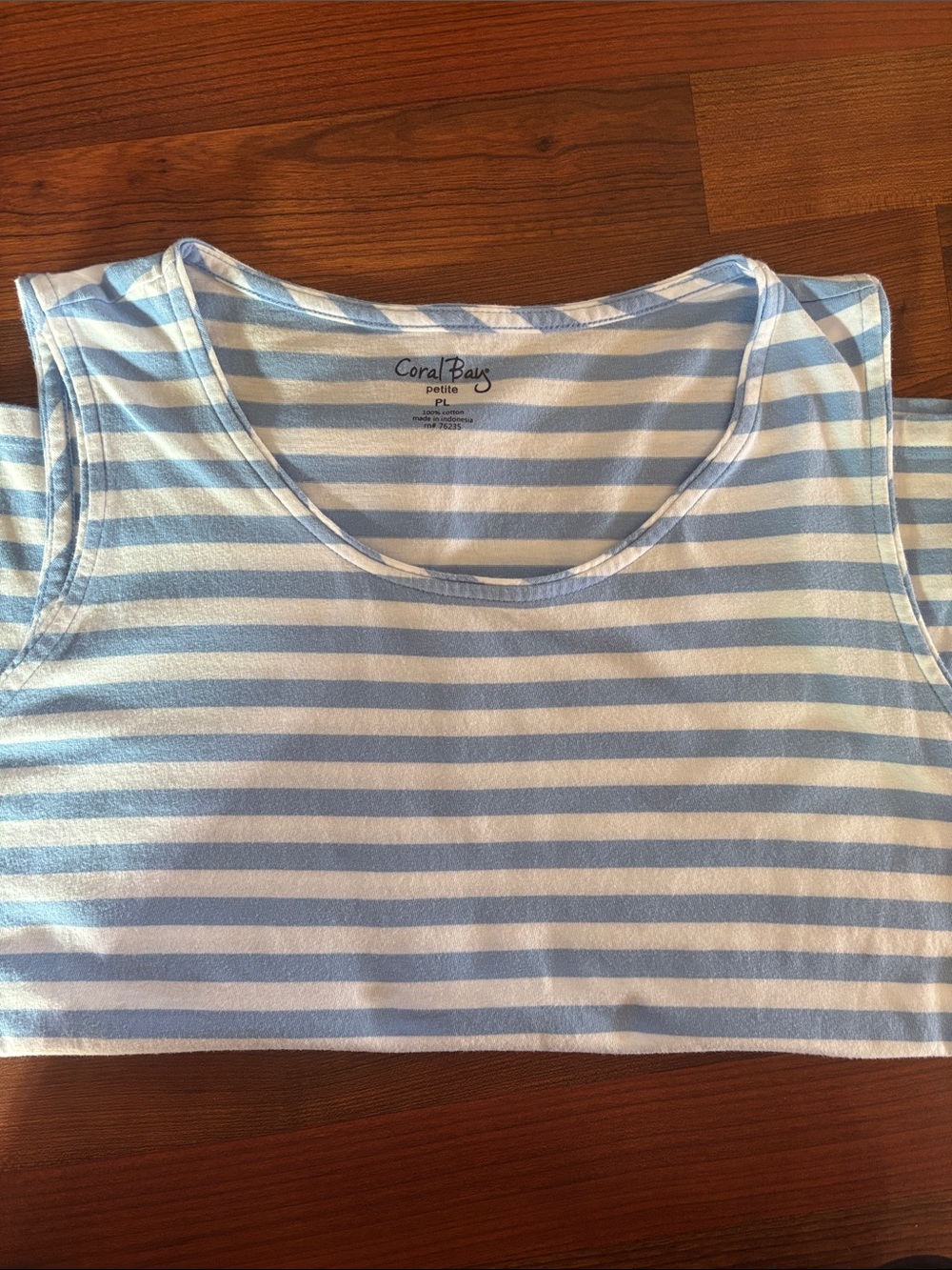 Coral Bay Striped Tank Tops in Light Blue and White size PL